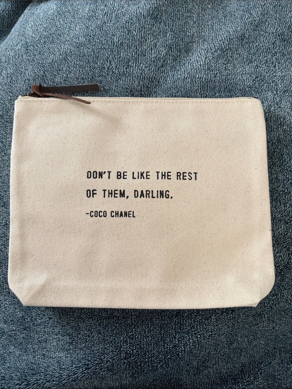 Cream Canvas Quote Cosmetic Pouch with Zip